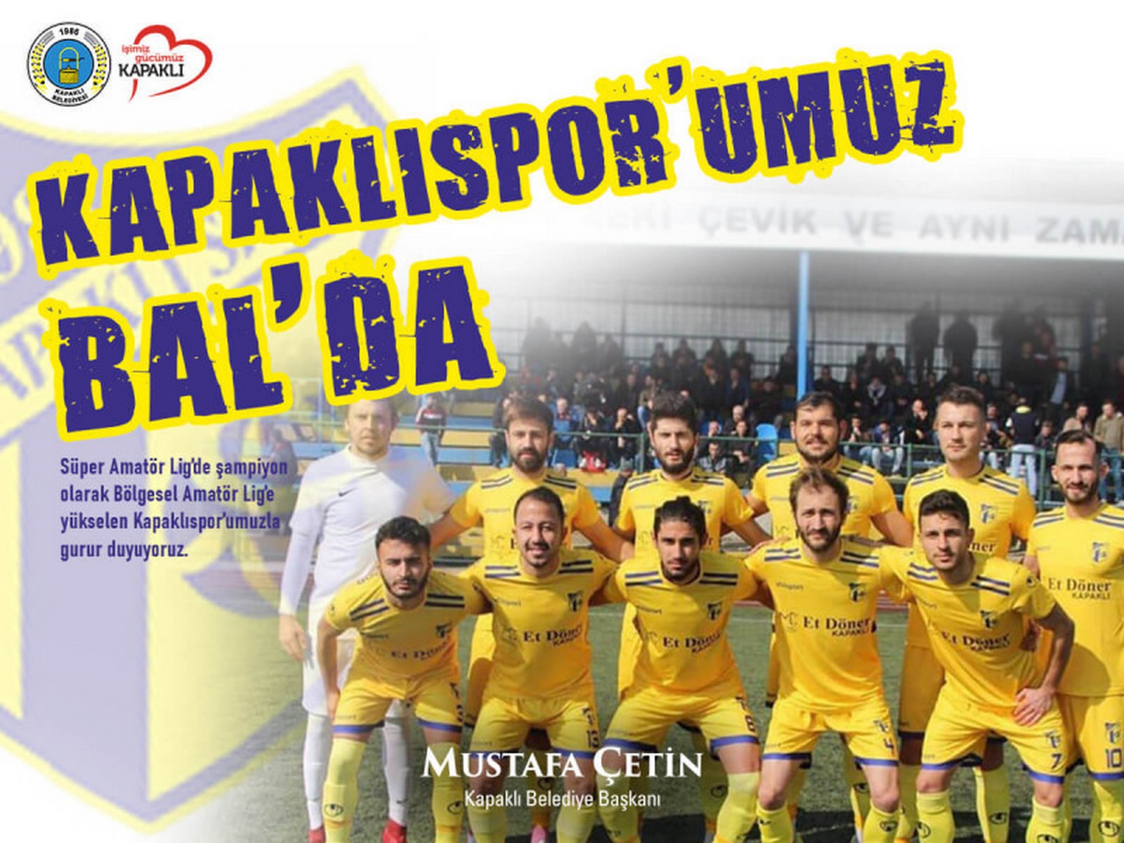 Başkan Çetin’den BAL’a Yükselen Kapaklıspor’a Tebrik