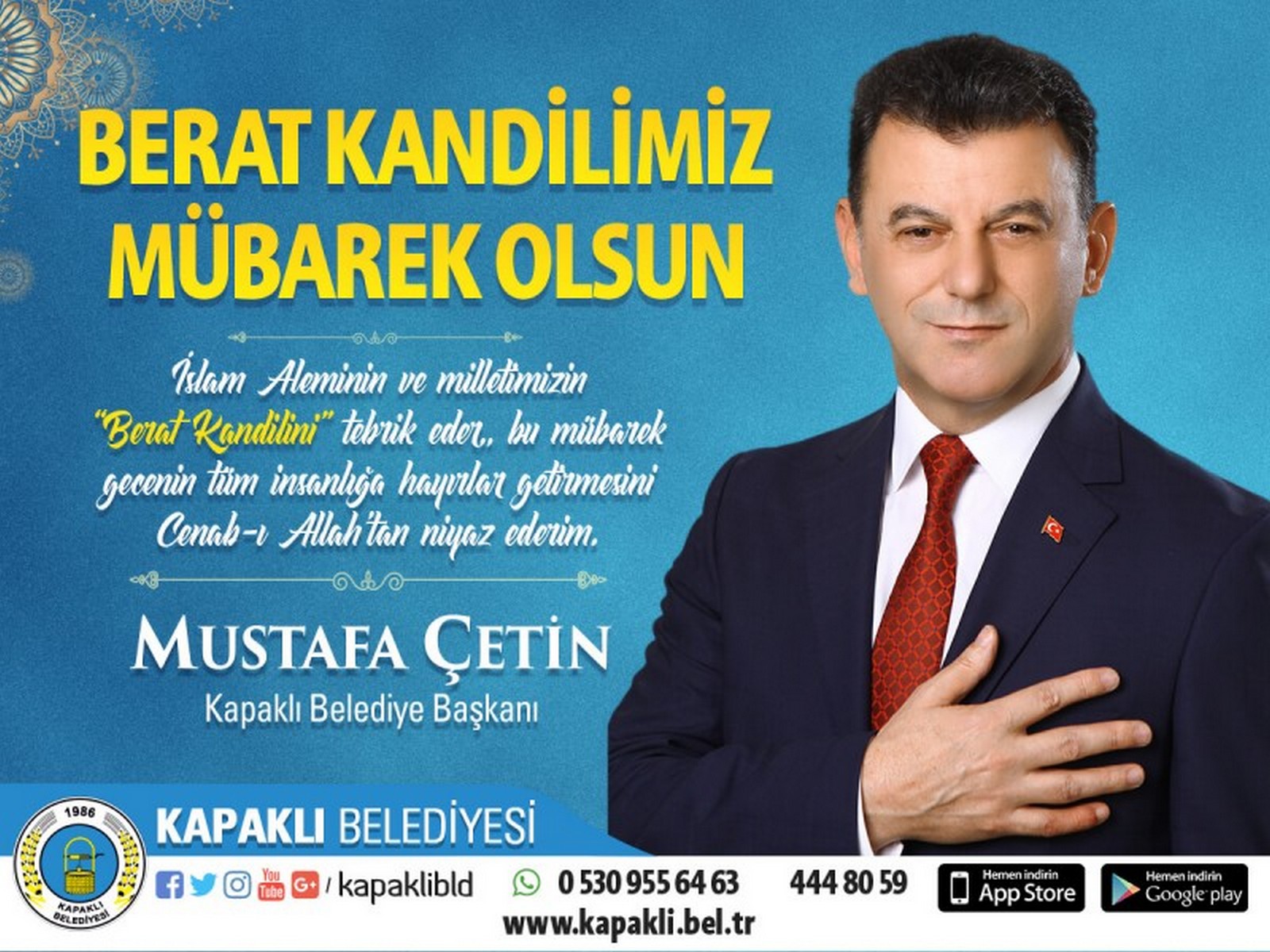 Başkan Çetin'den Berat Kandili mesajı