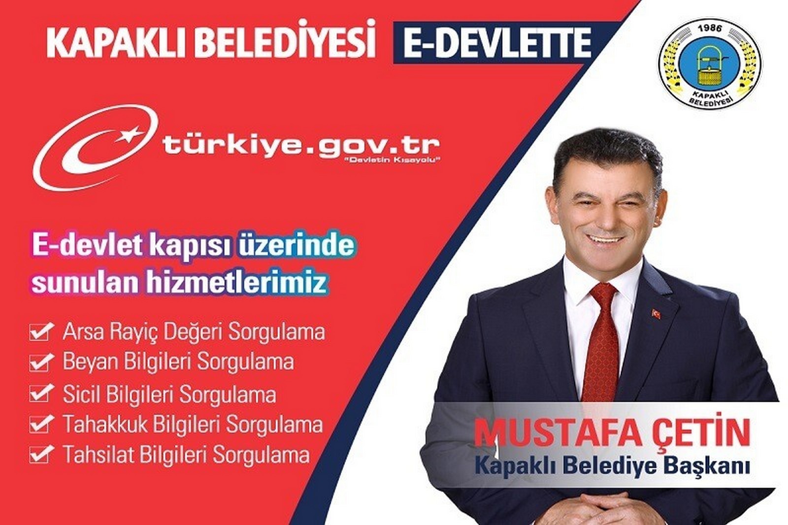 Belediye hizmetlerimize e-Devlet Kapısı’ndan erişebilirsiniz