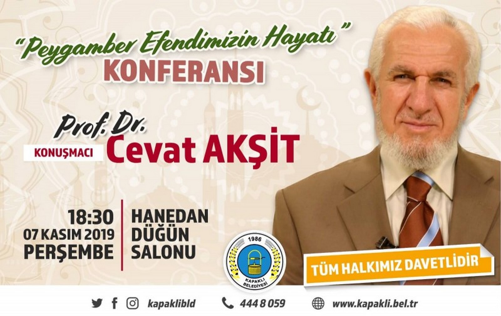 Prof. Dr. Cevat Akşit Kapaklı'ya Geliyor