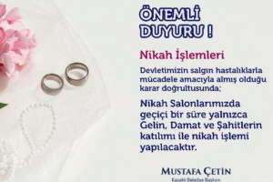 Nikah İşlemi Olacak Vatandaşlarımızın Dikkatine